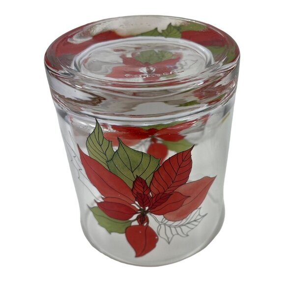 Vintage Christmas 8oz Glassware Old Fashioned Poinsettia by Block Set of 3 - Picture 7 of 11